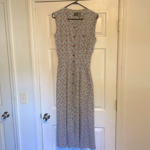 Sleeveless vintage button down denim prairie dress